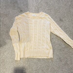 Evereve Cream Cable Knit Long Sleeve Top